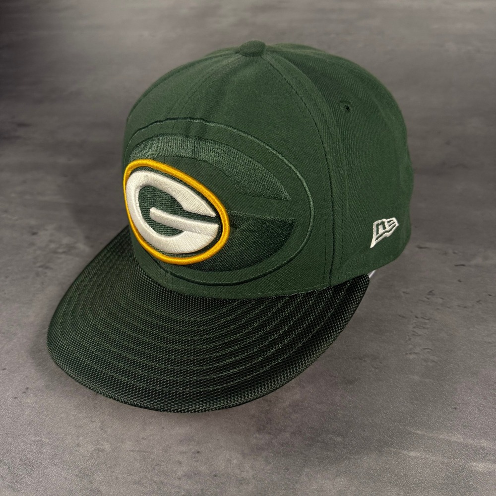 Green Bay Packers‎ Hat New Era Cap 7 1/2 Big 3D Shadow Laser Logo Fitted NFL
